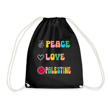Peace Love Palestine Freiheit Palästina - Turnbeutel - Schwarz - Vorne