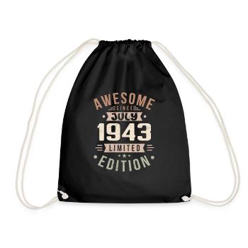 July 1943 Birthday July 1943 Birthday Gift - Drawstring Bag - black - Front
