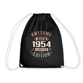 Juli 1954 Geburtstag Juli 1954 Geburtstagsgeschenk - Turnbeutel - Schwarz - Vorne