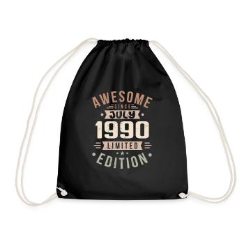 Juli 1990 Geburtstag Juli 1990 Geburtstagsgeschenk - Turnbeutel - Schwarz - Vorne