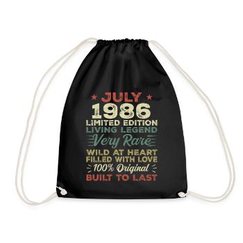 Gift July 1986 Anniversary July 1986 Birthday - Drawstring Bag - black - Front