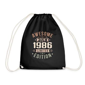 July 1986 Birthday July 1986 Birthday Gift - Drawstring Bag - black - Front