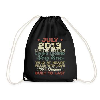 Gift July 2013 Anniversary July 2013 Birthday - Drawstring Bag - black - Front