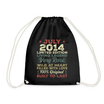 Gift July 2014 Anniversary July 2014 Birthday - Drawstring Bag - black - Front