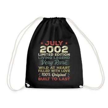 Geschenk Juli 2002 Jubiläum Juli 2002 Geburtstag - Turnbeutel - Schwarz - Vorne