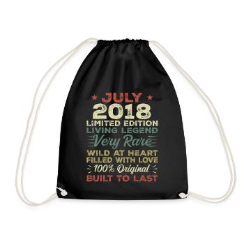 Geschenk Juli 2018 Jubiläum Juli 2018 Geburtstag - Turnbeutel - Schwarz - Vorne