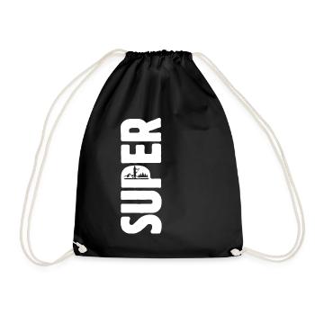 SUPER, Stand up paddling, SUP - Drawstring Bag - black - Front