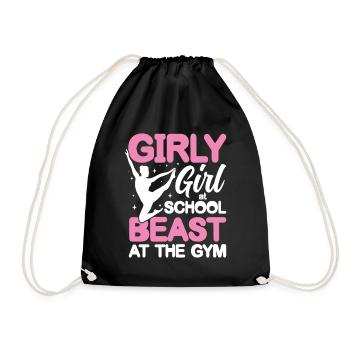 Girly Girl At School Beast At The Gym - Turnbeutel - Schwarz - Vorne