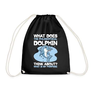 Philosophical Dolphin Think About Porpoise - Turnbeutel - Schwarz - Vorne