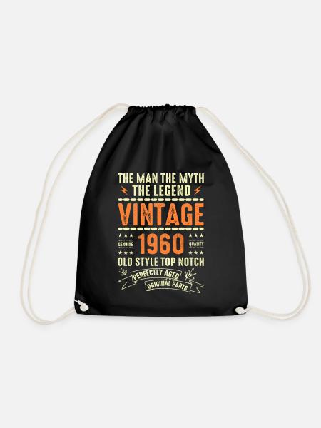 1960 Jubiläumsgeschenk Jahrgang 1960 Vintage 1960 - Turnbeutel - Schwarz