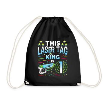 Lasertag King Is 1 Birthday Boy Indoor Laser Tag - Turnbeutel - Schwarz - Vorne
