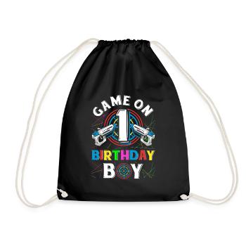 Lasertag Game On 1 Birthday Boy Indoor Laser Tag - Turnbeutel - Schwarz - Vorne