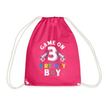 Lasertag Game On 3 Birthday Boy Indoor Laser Tag - Turnbeutel - Fuchsia - Vorne