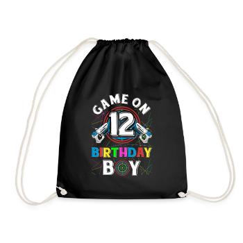 Lasertag Game On 12 Birthday Boy Indoor Laser Tag - Turnbeutel - Schwarz - Vorne