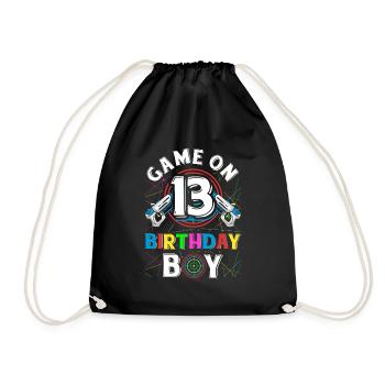 Lasertag Game On 13 Birthday Boy Indoor Laser Tag - Turnbeutel - Schwarz - Vorne