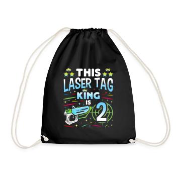 Lasertag King Is 2 Birthday Boy Indoor Laser Tag - Turnbeutel - Schwarz - Vorne