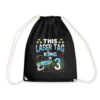 Lasertag King Is 3 Birthday Boy Indoor Laser Tag - Turnbeutel - Schwarz - Vorne