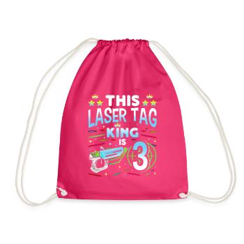 Lasertag King Is 3 Birthday Boy Indoor Laser Tag - Turnbeutel - Fuchsia - Vorne
