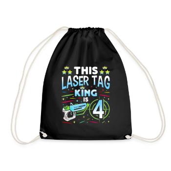 Lasertag King Is 4 Birthday Boy Indoor Laser Tag - Turnbeutel - Schwarz - Vorne