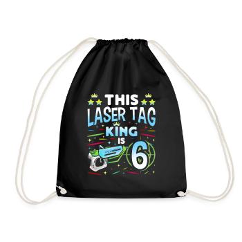 Lasertag King Is 6 Birthday Boy Indoor Laser Tag - Turnbeutel - Schwarz - Vorne