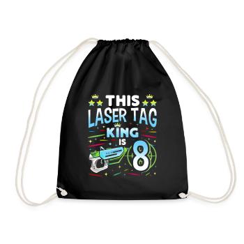 Lasertag King Is 8 Birthday Boy Indoor Laser Tag - Turnbeutel - Schwarz - Vorne