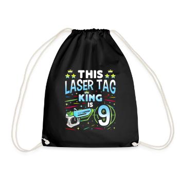 Lasertag King Is 9 Birthday Boy Indoor Laser Tag - Turnbeutel - Schwarz - Vorne
