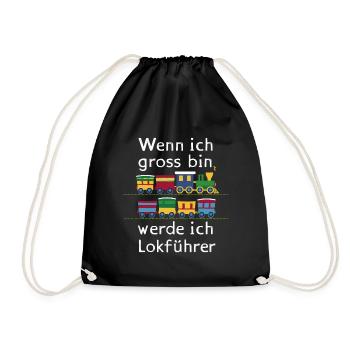 Wenn ich groß bin werde ich Lokführer für einen - Turnbeutel - Schwarz - Vorne