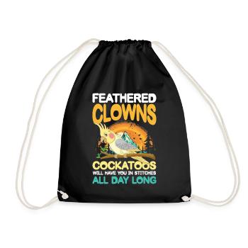 Featherd Clowns Cockatoos für eine Kakadu - Turnbeutel - Schwarz - Vorne