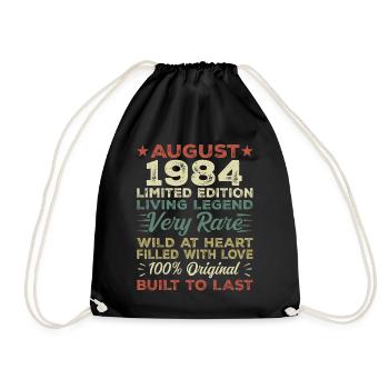 Août 1984 - Idée cadeau pour août 1984 - 1984 - Sac de sport léger - noir - Devant