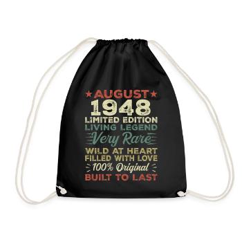 Août 1948 - Idée cadeau pour août 1948 - 1948 - Sac de sport léger - noir - Devant