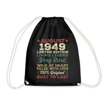 August 1949 - Gift Idea for August 1949 - 1949 - Drawstring Bag - black - Front