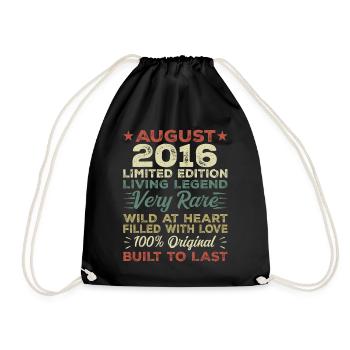 August 2016 - Gift Idea for August 2016 - 2016 - Drawstring Bag - black - Front