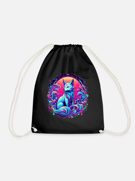 Fuchs Kunst Psychedelisch - Turnbeutel - Schwarz