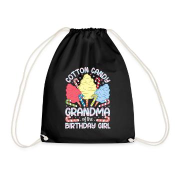Cotton Candy Grandma Candy Girl Birthday - Drawstring Bag - black - Front