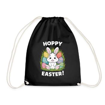 Frohe Ostern Hase Osterei Hoppy Easter - Turnbeutel - Schwarz - Vorne
