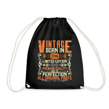 2016 Vintage 2016 - Year of construction 2016 Birthday 2016 - Drawstring Bag - black - Front