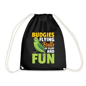 Budgies Flying Balls Of Fluff And Fun - Turnbeutel - Schwarz - Vorne