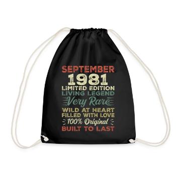 Birthday September 1981 Limited Edition Original - Drawstring Bag - black - Front