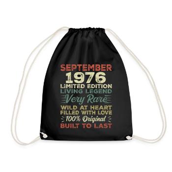 Birthday September 1976 Limited Edition Original - Drawstring Bag - black - Front
