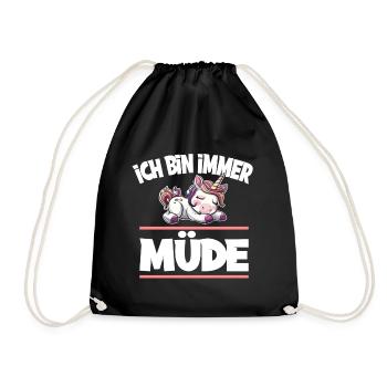 Ich Bin Immer Müde Einhorn - Turnbeutel - Schwarz - Vorne