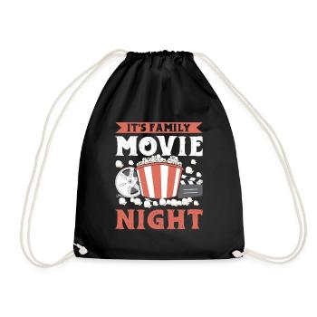 Popcorn Family Movie Night Pop-Corn Movie Night - Drawstring Bag - black - Front
