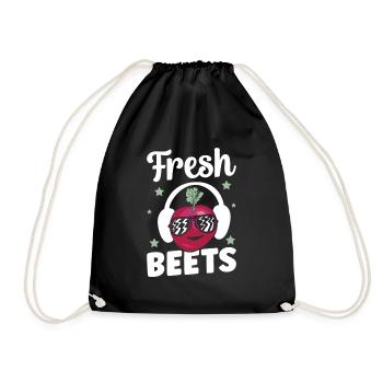 Fresh Beets Music and Vegetables Vegan Farmer - Drawstring Bag - black - Front
