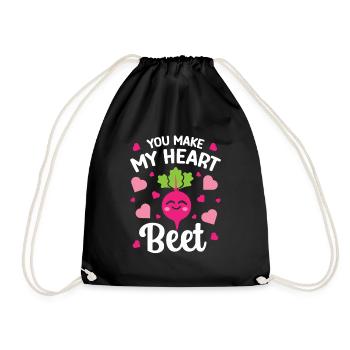 Beetroot Relationship Saying You Make My Heart Beet - Drawstring Bag - black - Front