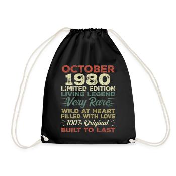 1980 Octobre 1980 Anniversaire Octobre 1980 Original - Sac de sport léger - noir - Devant
