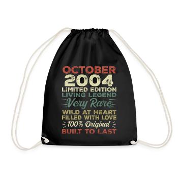 2004 October 2004 birthday October 2004 Original - Drawstring Bag - black - Front