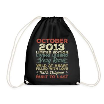 2013 October 2013 birthday October 2013 Original - Drawstring Bag - black - Front