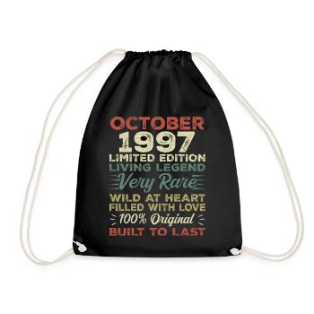 1997 October 1997 birthday October 1997 Original - Drawstring Bag - black - Front