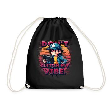 Don't Glitch my Vibe Retro-Gaming-Junge mit Kappe - Turnbeutel - Schwarz - Vorne
