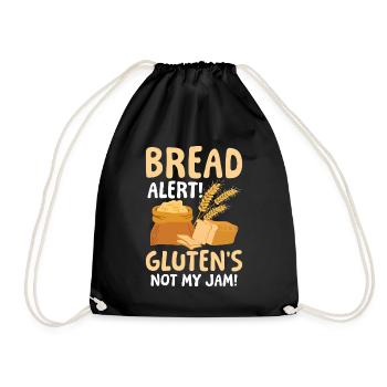 Bread alert Gluten's not my jam - Turnbeutel - Schwarz - Vorne