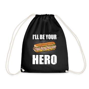 Lustig Sandwich Sub Grilled I'll Be Your Hero - Turnbeutel - Schwarz - Vorne